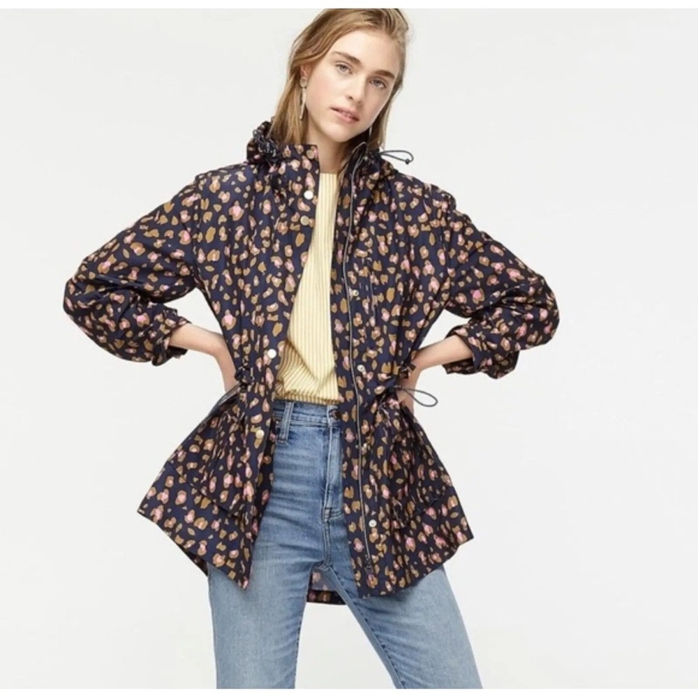 J.Crew Perfect Rain Jacket Leopard Size XXS